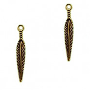 Metal charm Feather 28x5mm Antique bronz